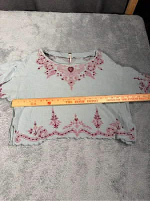 Free people Light Blue Embroidered Boho Top - Floral Accent large thumbnail 13