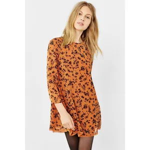 Urban Outfitters Kimchi Blue Orange Floral Cinderdrea‎ Frock Mini Dress Womens M thumbnail 3