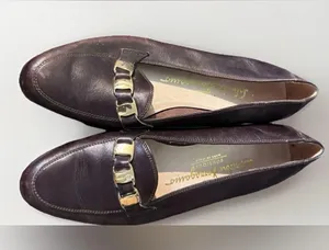 SALVATORE FERRAGAMO Boutique Brown Leather Gancini Link Strap Loafers Size 5‎ B thumbnail 2