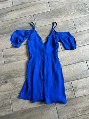Lulu's Cobalt Blue Cold-Shoulder V-Neck Mini Dress thumbnail 3