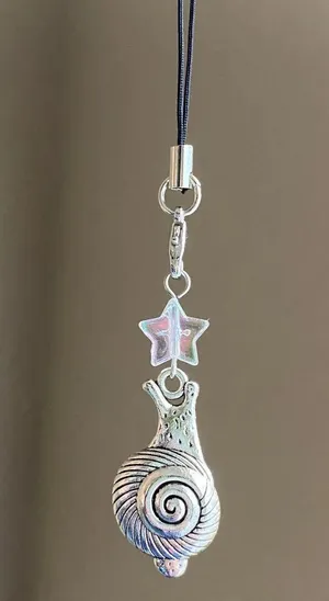 Handmade Kawaii funky snail phone charm/keychain/bag accessory/car display🐌🌼🍃🌀 thumbnail 1