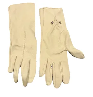 Vintage Faux Leather Stretch Cream Ivory Gloves thumbnail 1