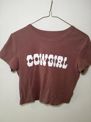 Cowgirl Graphic Crop Tee - Chocolate Brown thumbnail 2