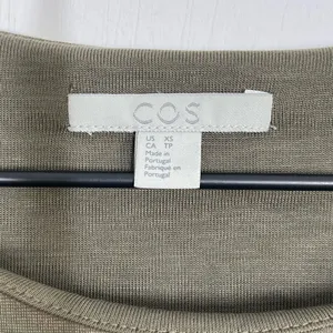 COS Sheath Dress Women's Size XS‎ Green Ruffle Trim Crew Neck Casual Dress thumbnail 6