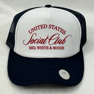 United States Social Club Red White & Booze Surf Trucker Mesh SnapBack Hat Cap thumbnail 1