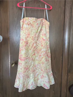 Ann Taylor floral linen midi sundress with vertical pintuck bodice thumbnail 2
