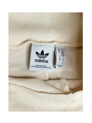 new adidas Originals ミ Ski Chic Flared Rib Retro 3 Stripe Leggings ミ Oatmeal ミ M thumbnail 12