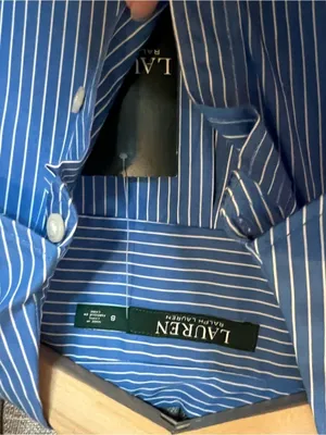 NWT Lauren Ralph Lauren Classic Blue Pinstripe Button Down Dress Shirt Size 8 thumbnail 6