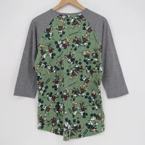 LuLaRoe Randy Disney Mickey Minnie Mouse Raglan Baseball Tee Green Grey Medium thumbnail 4
