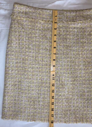 Ann Taylor Petite Yellow Tweed Pencil Skirt 4P Metallic Fringe thumbnail 9