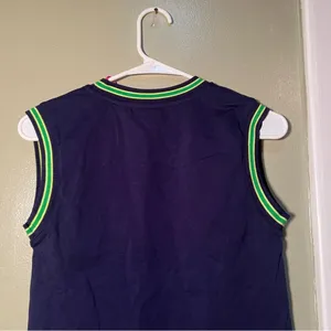 Terez Women's Size XXS‎ Tank Top Navy Blue Lime Green Trim Crewneck Boxy Cotton thumbnail 5
