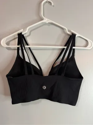 Lululemon Athletica Black Ribbed Strappy Sports Bra Size 2 thumbnail 2