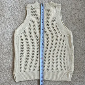 Sleeveless Knit Mock Neck Sweater Top in Cream Beige Women's Medium thumbnail 6