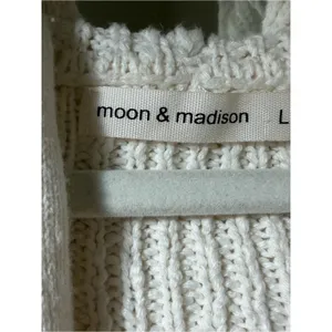 Moon & Madison Knit Hooded Zip Sweater in Off-White L 12-14 EUC thumbnail 2