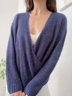 Forever 21 Blue Wrap Crossover Knit Jumper Sweater thumbnail 2