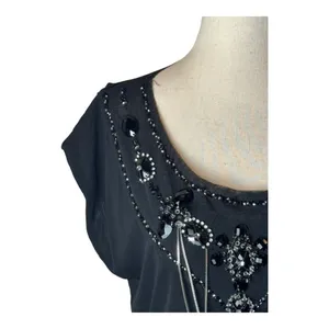 Alice + Olivia Beaded Jeweled Neck Dress Women Small Black Mini‎ Whimsigoth Goth thumbnail 5