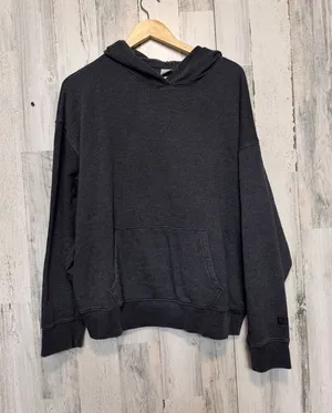 PINK Victoria's Secret Hoodie Womens Large Dark Grey Solid Pullover Sweatshirt thumbnail 1