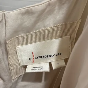 NEW‎ Anthropologie Mini Dress SIZE L Ivory Pleated Wrap Twisted Waist Bridal thumbnail 7