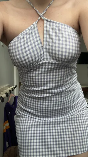 Cross Neck Plaid Lilac and White Mini Dress for Sorority Recruitment and LSU Game Days thumbnail 2