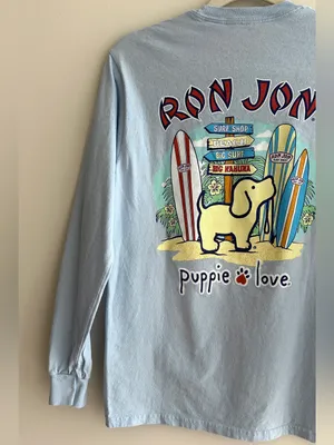 Puppie Love - Ron Jon Surf Shop Blue Long Sleeve T-Shirt, Size Small thumbnail 13