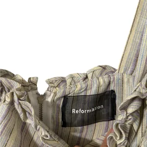 REFORMATION Jojoba Striped Ruffle Linen Mini Dress thumbnail 5