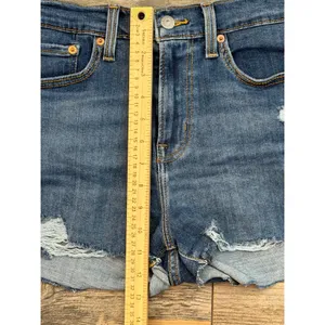 Levis High Rise Jean Shorts Size‎ 28 Distressed Cut Off Denim Micro Mini Bootie thumbnail 7