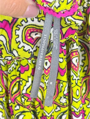 By Anthropologie Flounced Maxi Lounge Dress Citron Paisley Modal M Boho thumbnail 7