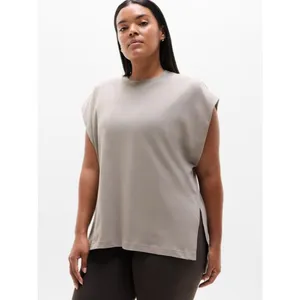 New Athleta M True Cotton Oversized Dolman Muscle Tee Mortar Mushroom Medium thumbnail 3