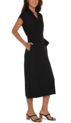 NWT Liverpool Los Angeles X Nordstrom Collared Wrap Dress in Black thumbnail 5