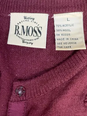 B. Moss Women’s Burgundy Floral Embroidered Wool Blend Cardigan Size L thumbnail 7