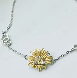 Anthropologie Sterling silver bee daisy bracelet thumbnail 3