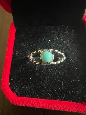 Women’s Stainless Steel Silver Simulated Faux Turquoise Ring Size 6 NWT thumbnail 2