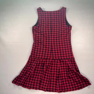 Honey & Sparkle Red Black Buffalo Plaid Drop Waist Pleated Dress M thumbnail 2