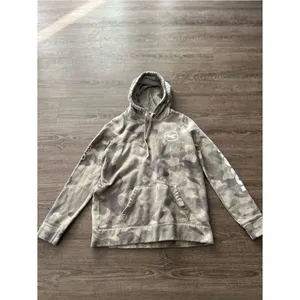 Hollister Womens Pullover Hoodie Small Gray Camo Pink Logo Sleeve Graphic Fleece thumbnail 2