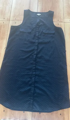Gap Navy Blue Green Polka Dot Sleeveless Button Front‎ Shirt Dress Large thumbnail 1