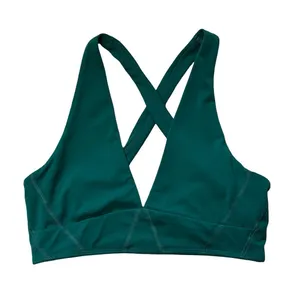 FP Movement Never Better V-Neck Sports Bra in Dark Green - Size S thumbnail 1