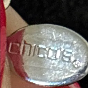 Chico’s Silvertone Mixed Link Statement Necklace Crystal Drop Pendant thumbnail 8