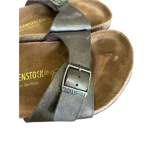 Birkenstock Madrid Metallic Anthracite Birko-Flor Slide Sandals 38/ 7-7.5 Narrow thumbnail 4