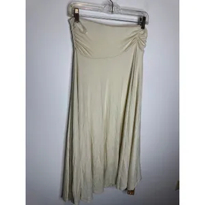 NWT OGL Move Ivory Lime Ruched Waist Flowy Maxi Skirt Size Medium Stretch thumbnail 7