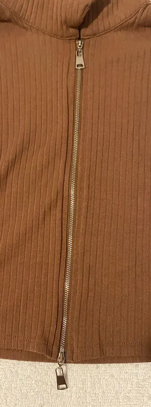 Brown Y2K Cropped Polo Zip Up Jacket Size XS thumbnail 4