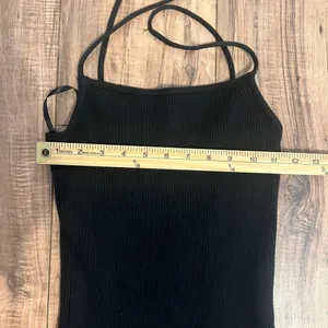 Abercrombie & Fitch Black Ribbed Asymmetrical Strappy Maxi Dress Small Tall thumbnail 5