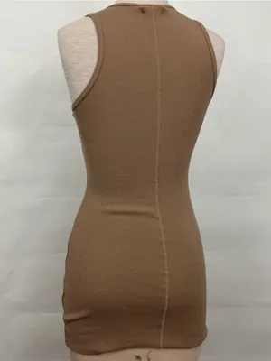 Hollister Co Bodycon Sleeveless Ribbed Tank Dress Tan Small thumbnail 2