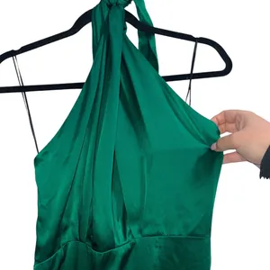 X Revolve Mezcal 100% Silk Maxi Gown In Dark Green thumbnail 4
