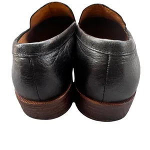 Madewell Black Leather Almond Toe Loafers Size 6.5 Preppy Office thumbnail 6