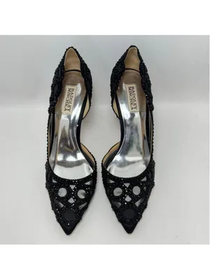 Badgley Mischka Ginny D’Orsay Black Embellished Mesh Pointed Toe Heels Size 9 thumbnail 2