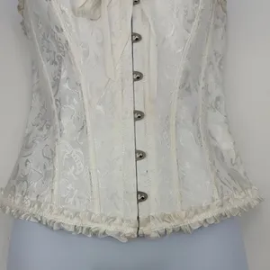 Y2K Coquette Cream Corset Top Sz S Bustier Lace Up Fairycore Bridal Goth thumbnail 5
