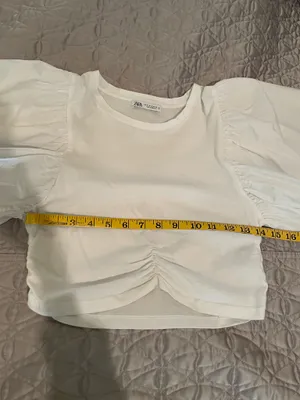 Zara White Ruffle Sleeve Cropped Top - Women thumbnail 5