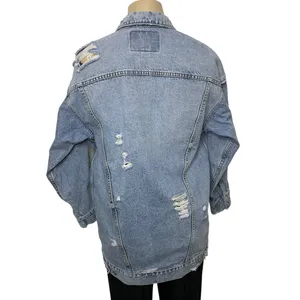American Eagle Oversized Distressed Denim Jean Jacket‎ Small thumbnail 6