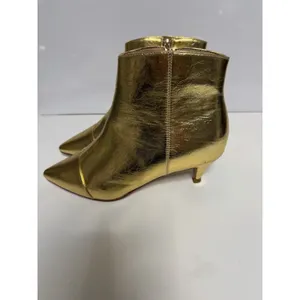 Dusty Gold Leather With Fur Inside Women's US Size 9 New thumbnail 2