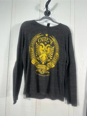 Obey Gray Long Sleeve Tshirt Size Medium EUC thumbnail 2